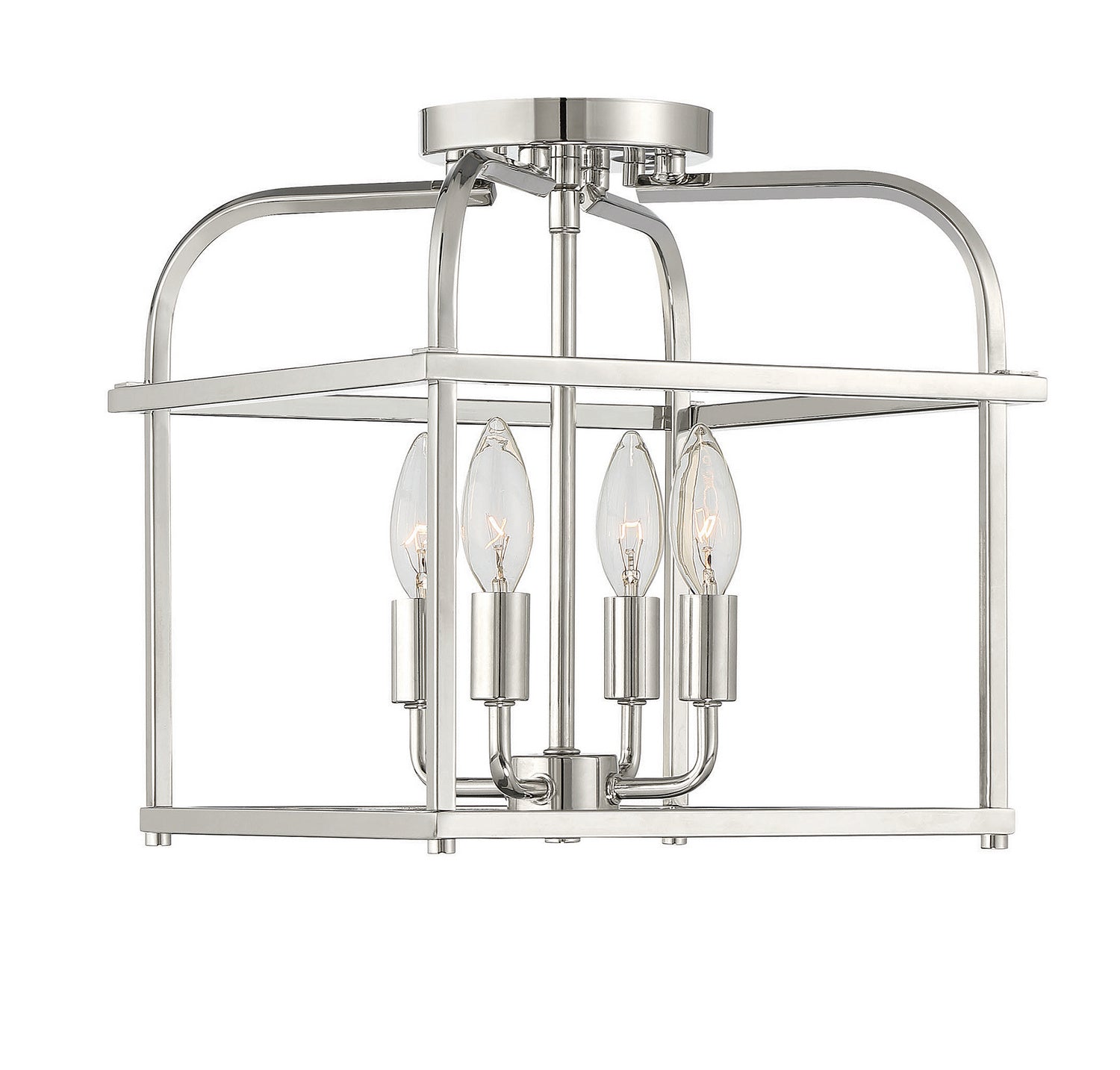 Meridian M60061PN Four Light Semi-Flush Mount in Polished Nickel