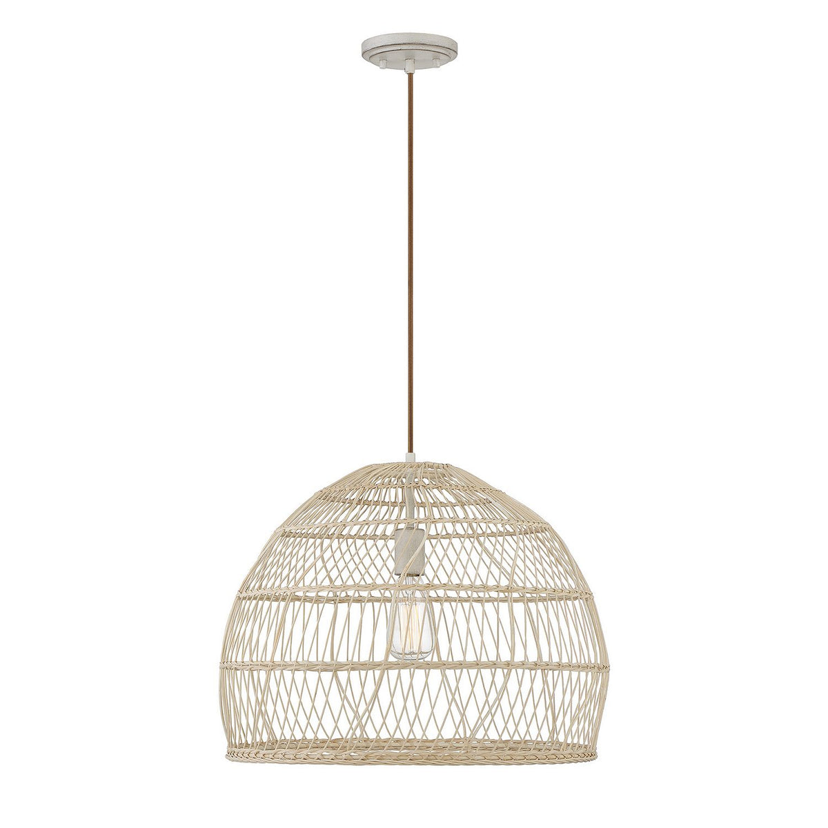 Lumière Meridian M70106NR One Suspension en rotin naturel avec une douille assortie