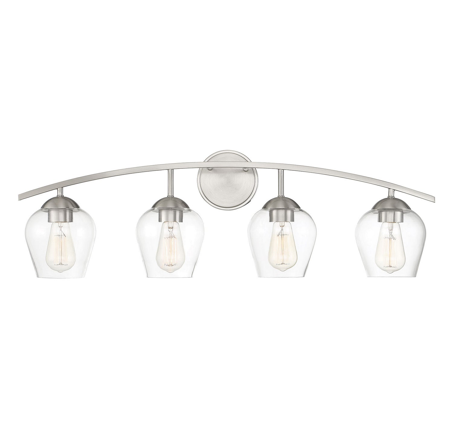 Applique murale de salle de bain Meridian M80033BN à quatre lumières, finition nickel brossé