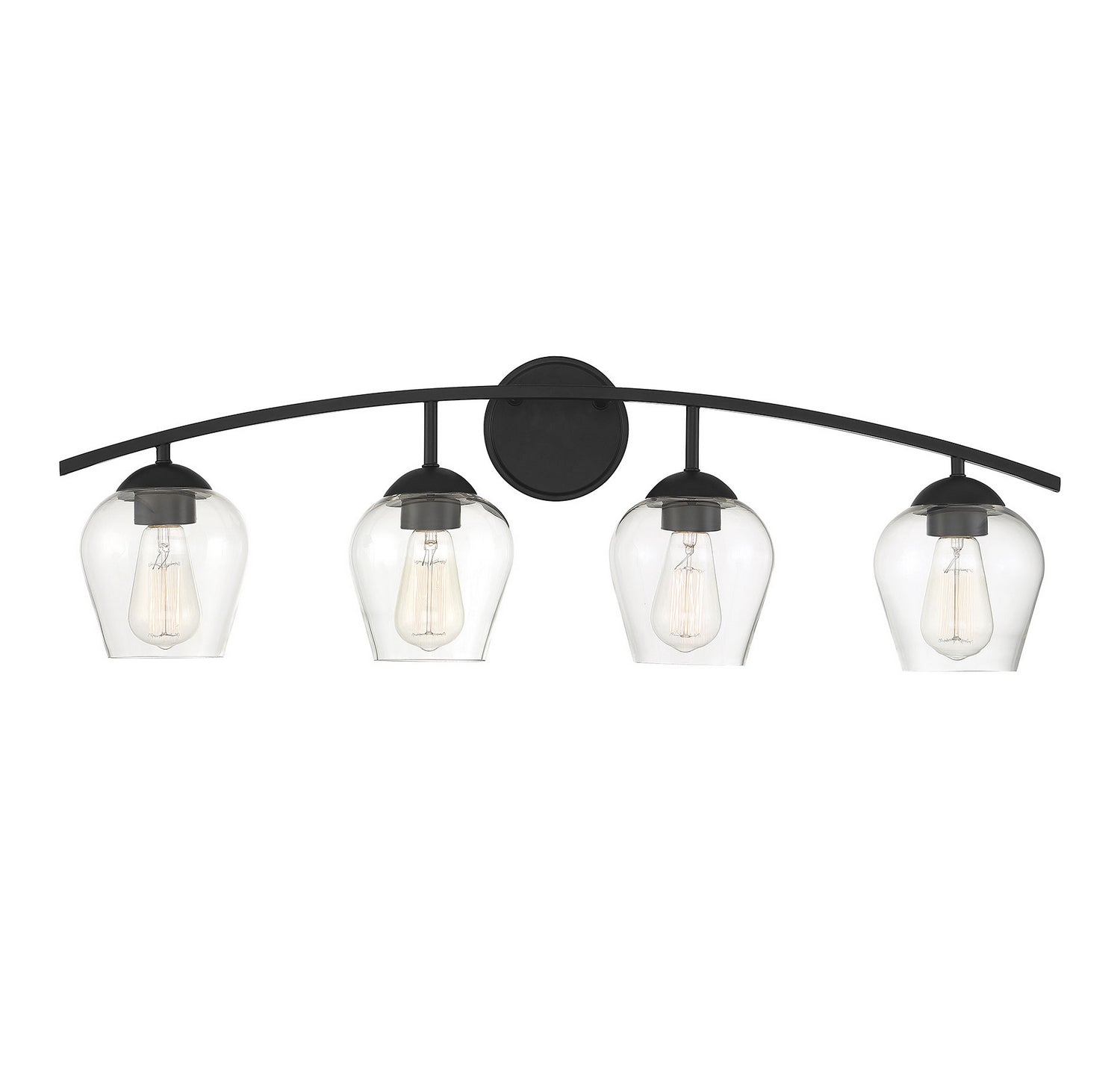 Applique murale de salle de bain à quatre lumières Meridian M80033MBK, noir mat