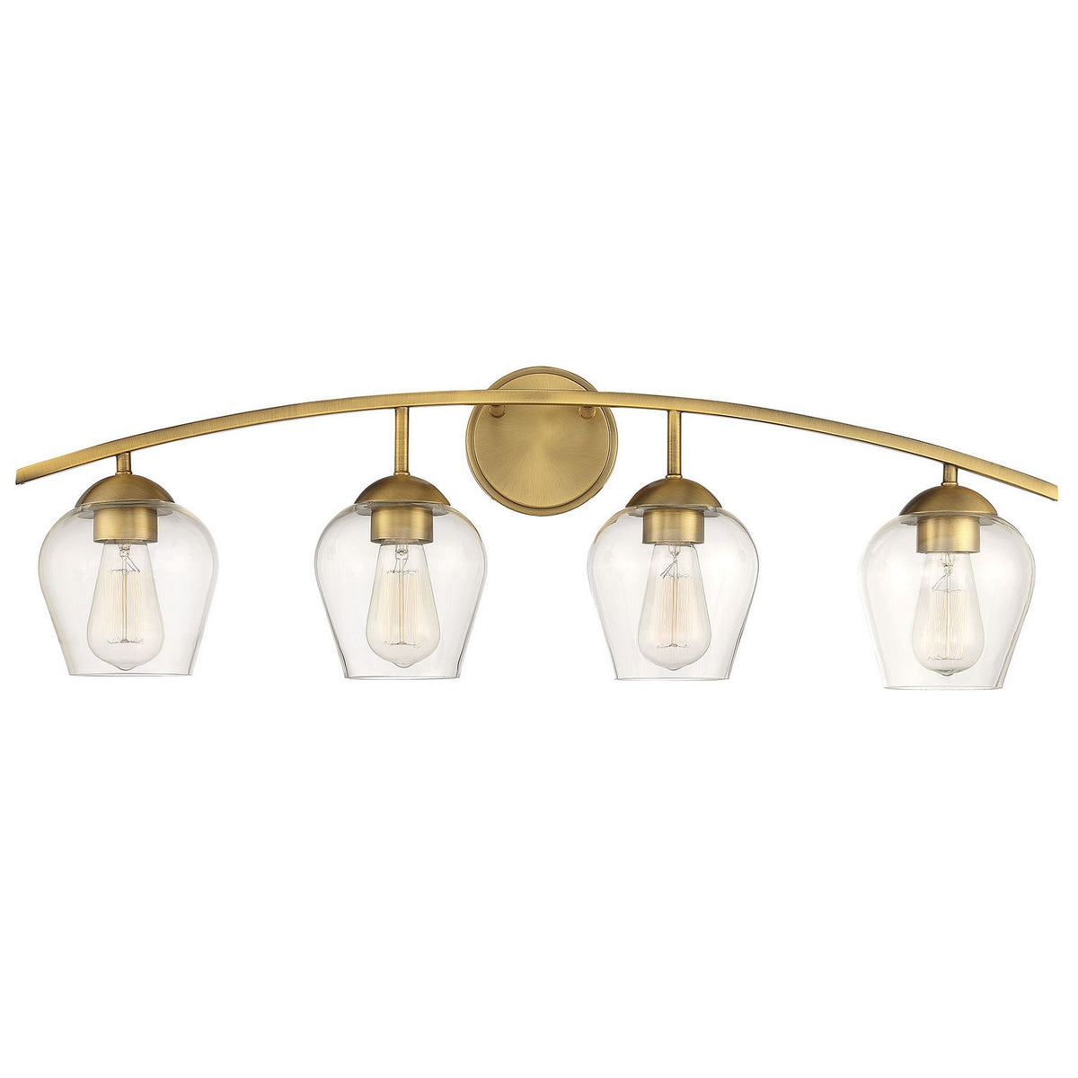 Meridian M80033NB Four Light Bathroom Vanity Light in Natural Brass