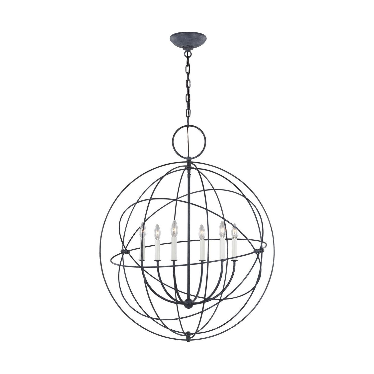 Visual Comfort Studio Canada - CP1246WGV - Six lampes Suspension - Baie de laurier - Galvanisé vieilli