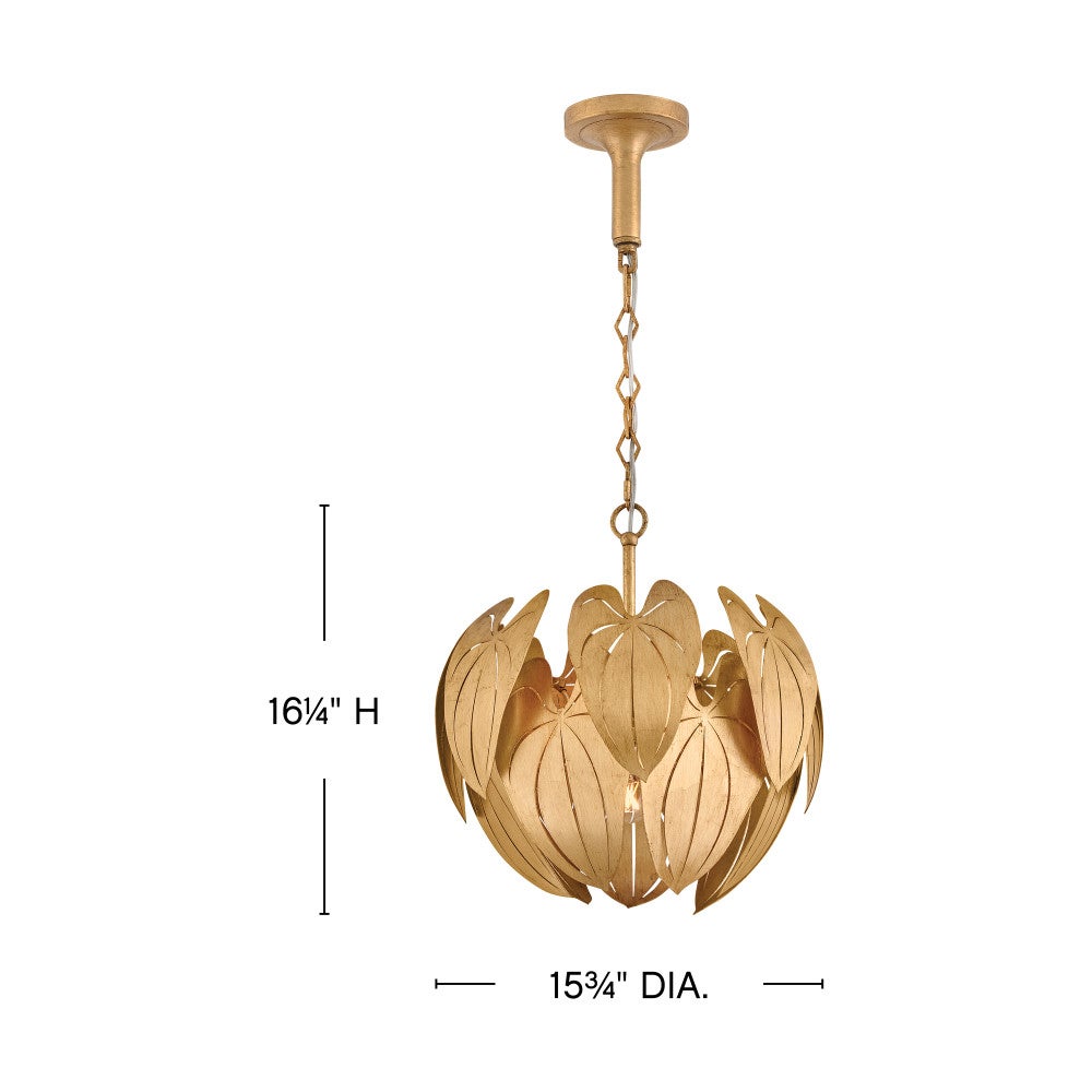 Fredrick Ramond FR47167DA Camille Botanical Semi-Flush in Distressed Brass