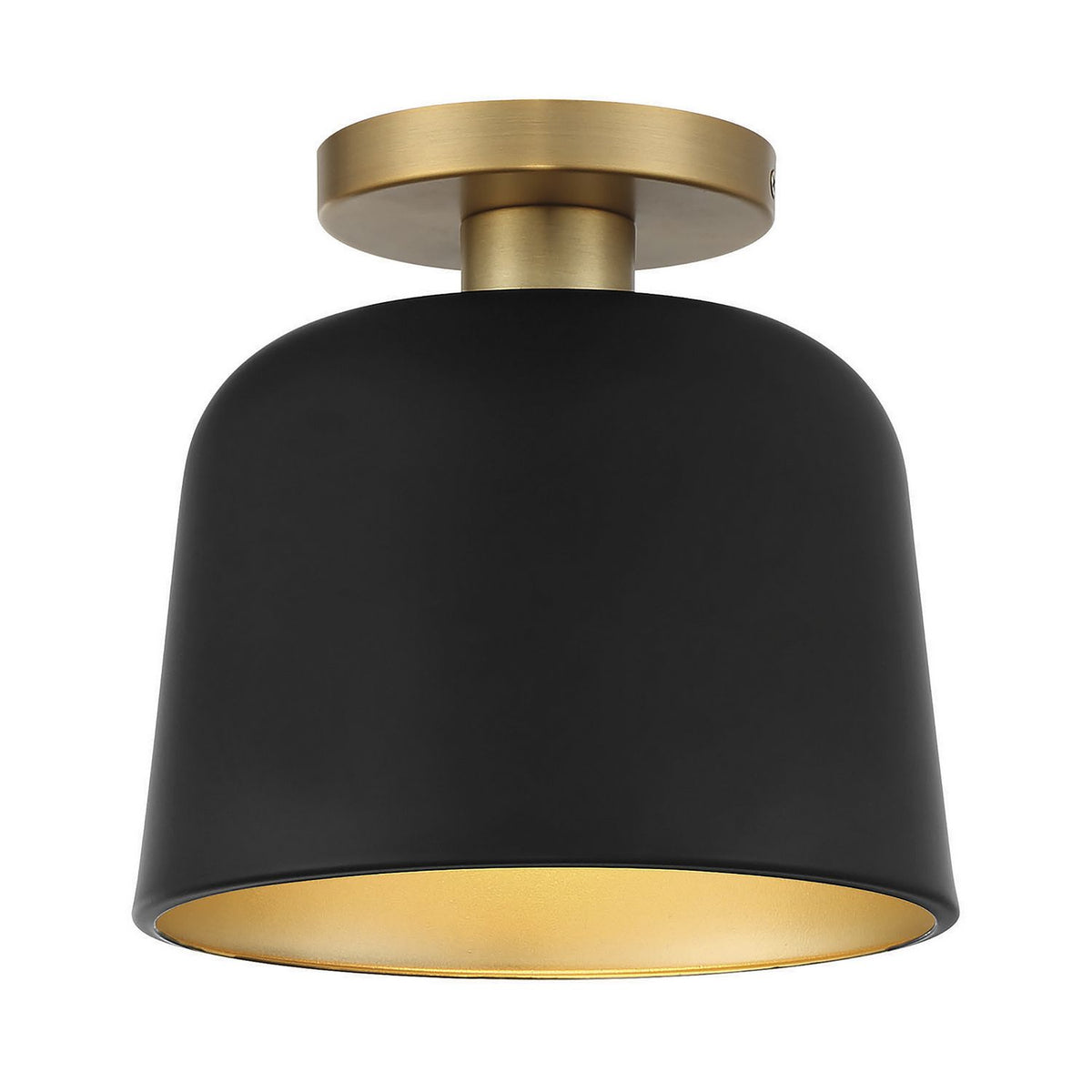 Meridian M60067MBKNB One Light Flush Mount in Matte Black with Natural Brass