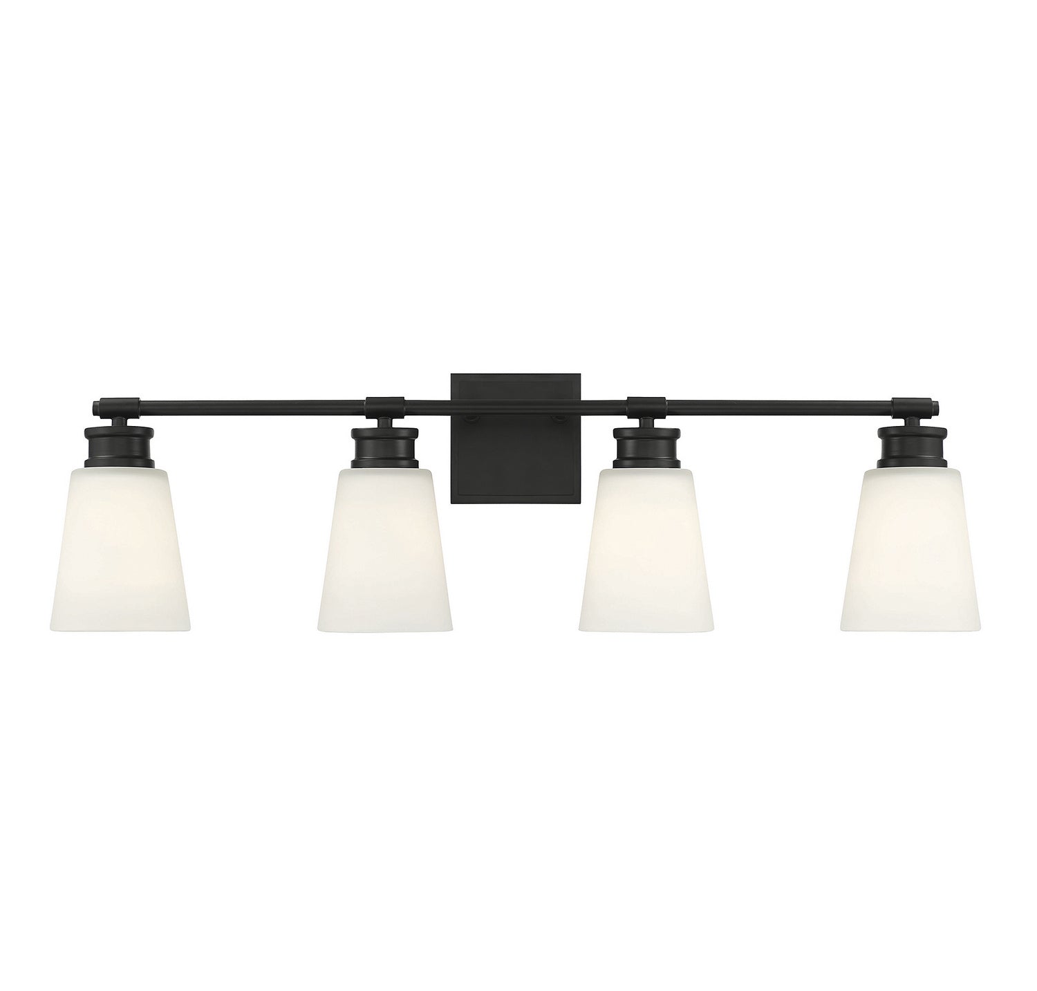 Applique murale de salle de bain à quatre lumières Meridian M80056MBK, noir mat