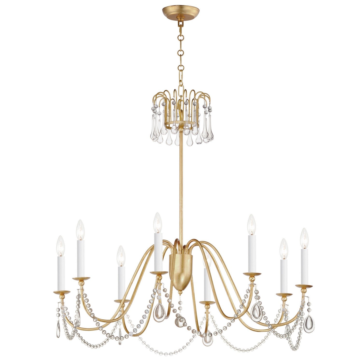 Maxim Lighting 12168GL/CRY Plumette Chandelier in Gold Leaf