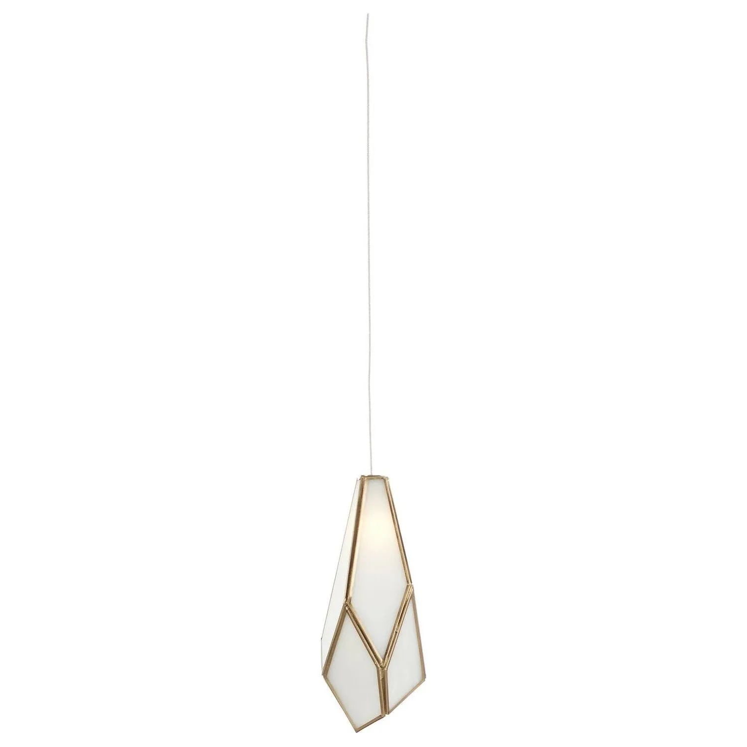 Currey and Company - 9000-1033 - One Light Pendant - Glace Collection - White/Antique Brass