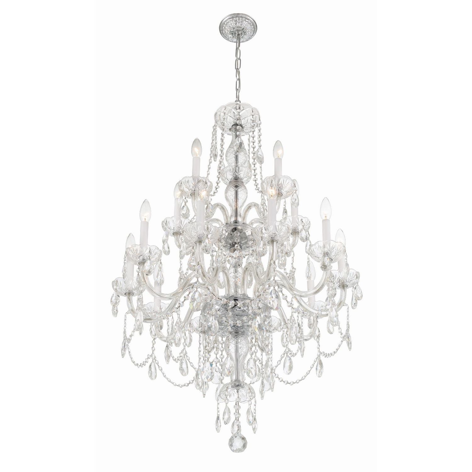 Crystorama - 1155-CH-CL-MWP - 15 Light Chandelier - Traditional Crystal - Polished Chrome