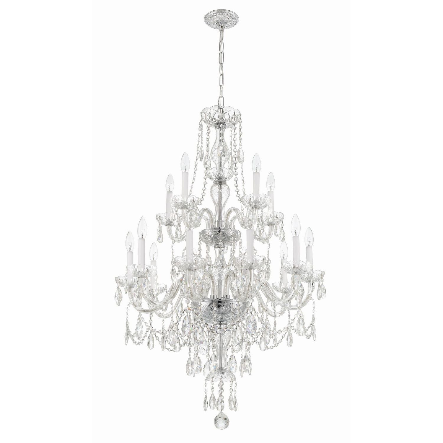 Crystorama - 1155-CH-CL-MWP - 15 Light Chandelier - Traditional Crystal - Polished Chrome