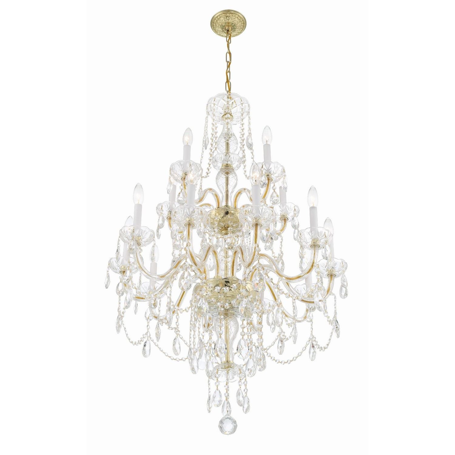 Crystorama - 1155-PB-CL-MWP - 15 Light Chandelier - Traditional Crystal - Polished Brass