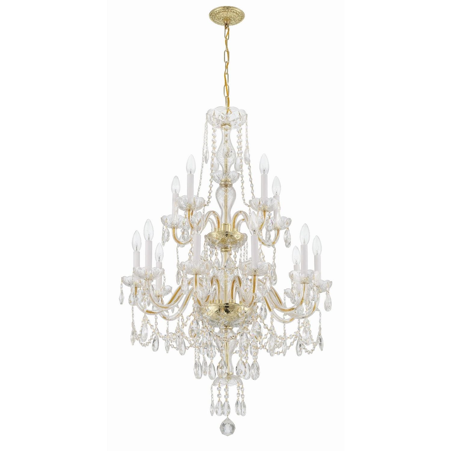 Crystorama - 1155-PB-CL-MWP - 15 Light Chandelier - Traditional Crystal - Polished Brass