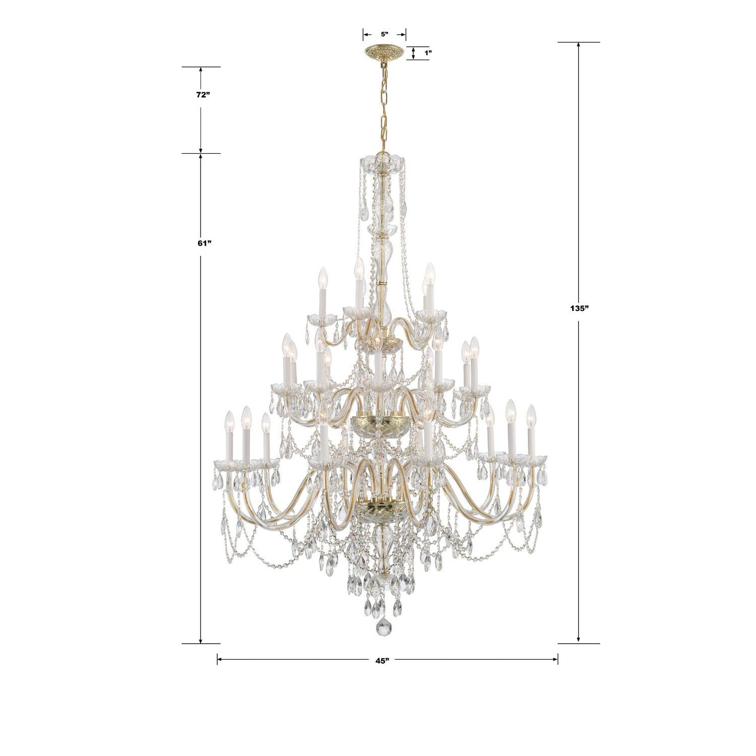 Crystorama - 1156-PB-CL-MWP - 25 Light Chandelier - Traditional Crystal - Polished Brass
