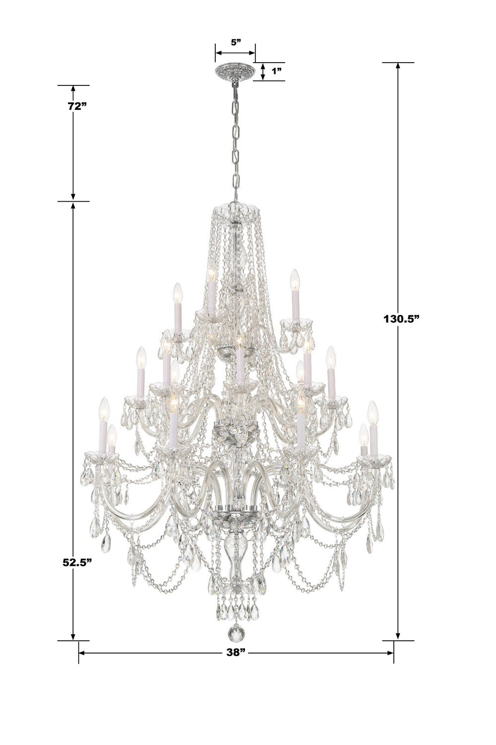 Crystorama - 1157-CH-CL-MWP - 20 Lumières Suspendu - Cristal traditionnel - Chrome poli