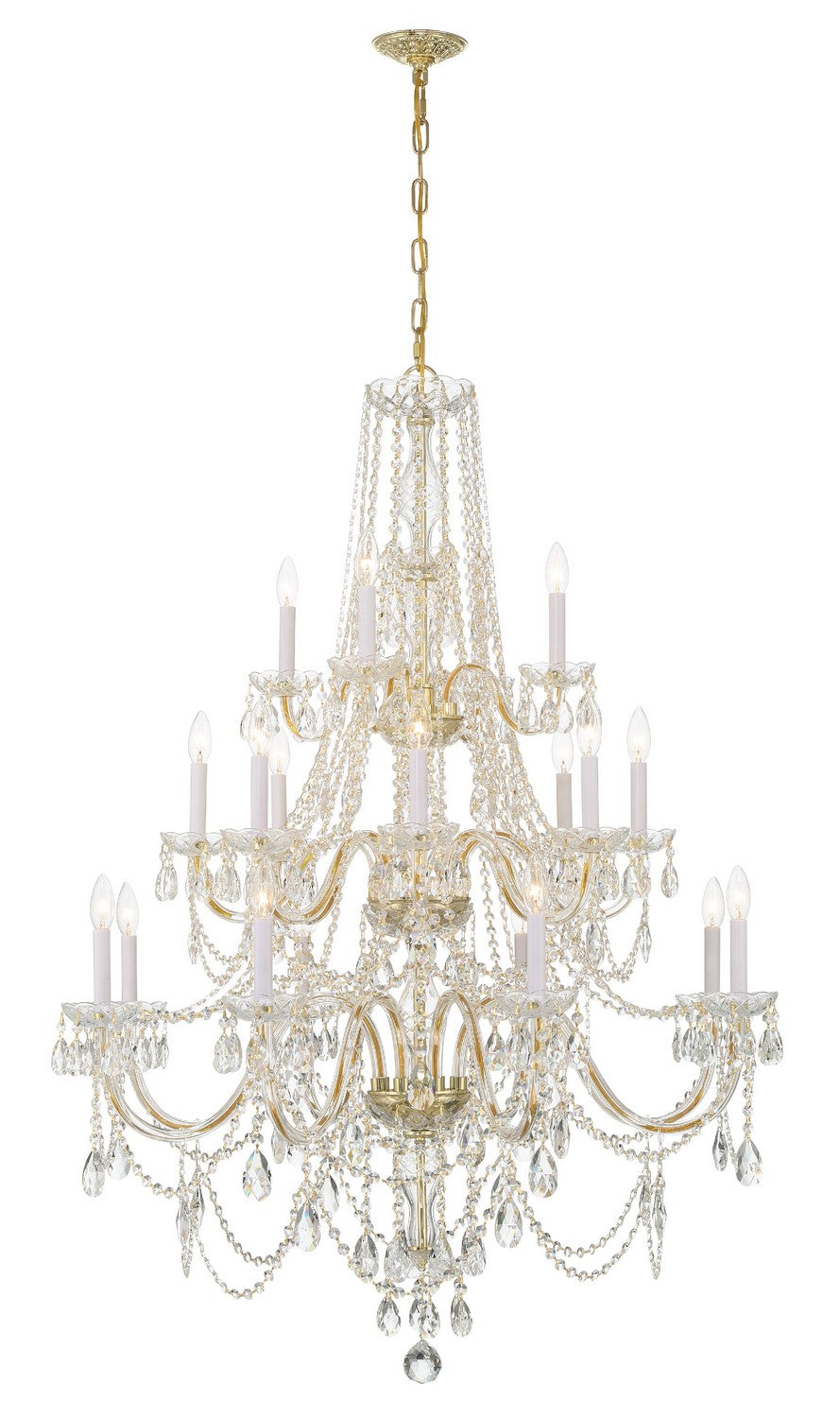 Crystorama - 1157-PB-CL-MWP - 20 Lumières Suspendu - Cristal traditionnel - Laiton poli