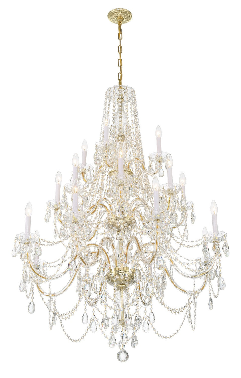 Crystorama - 1157-PB-CL-MWP - 20 Lumières Suspendu - Cristal traditionnel - Laiton poli