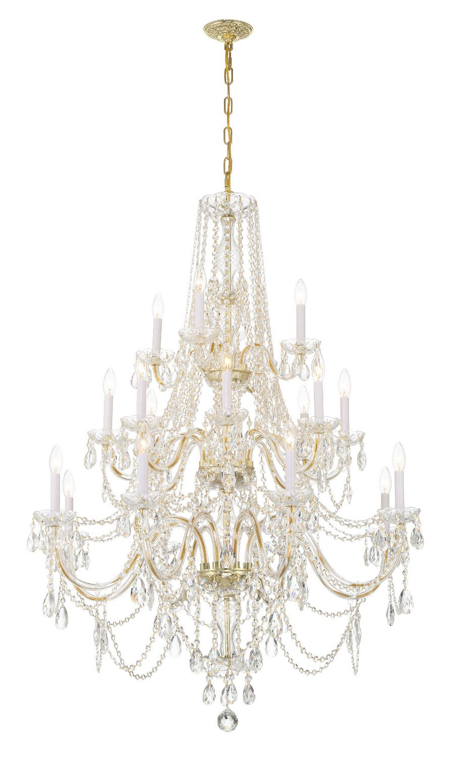 Crystorama - 1157-PB-CL-MWP - 20 Lumières Suspendu - Cristal traditionnel - Laiton poli