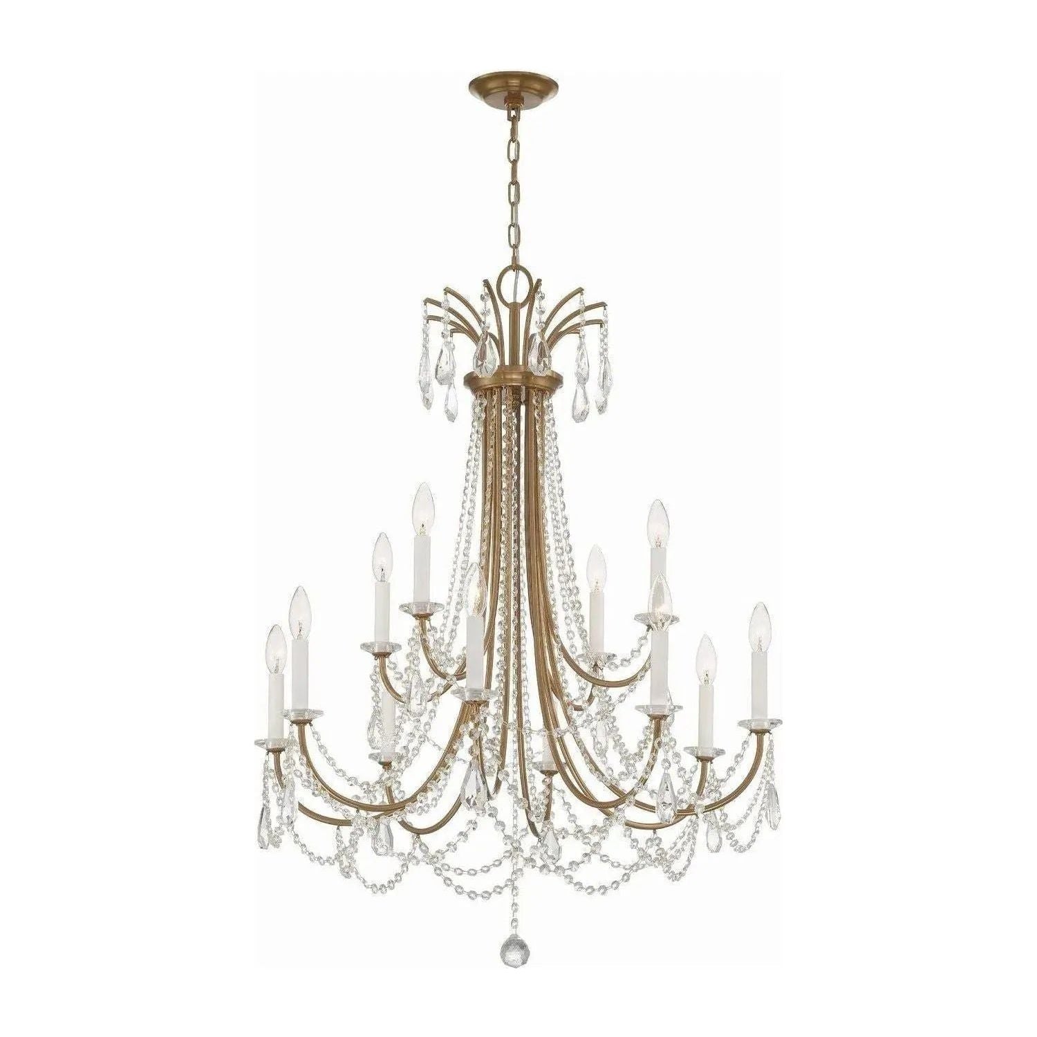 Crystorama - KAR-90912-AG-CL-MWP - 12 Light Chandelier - Karrington - Aged Brass