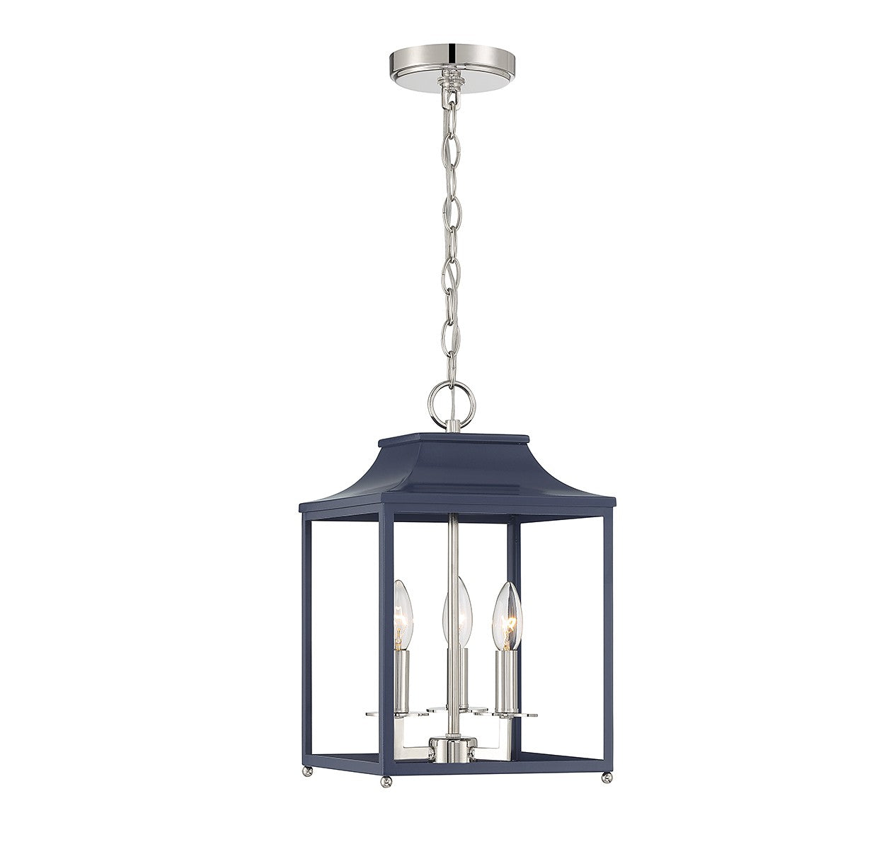 Meridian M30013NBLPN Three Light Pendant in Navy Blue with Polished Nickel