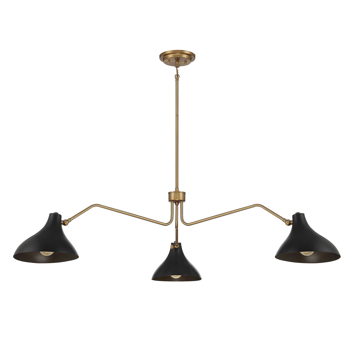 Meridian M7019MBKNB Trois Lumières Suspension en noir mat avec laiton naturel