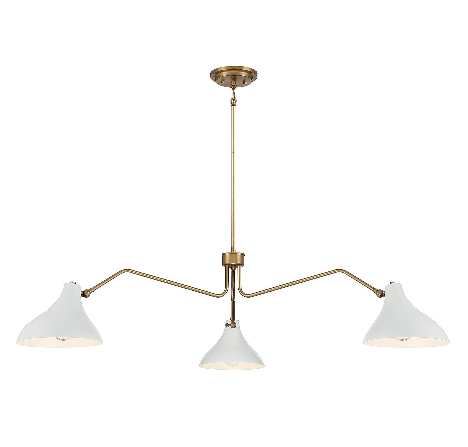 Meridian M7019WHNB Trois lumières Suspension en blanc avec du laiton naturel