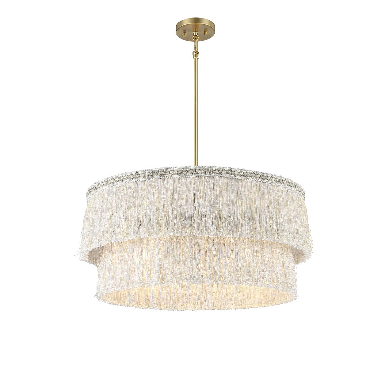 Meridian M7037NFR Five Light Pendant in Natural Brass