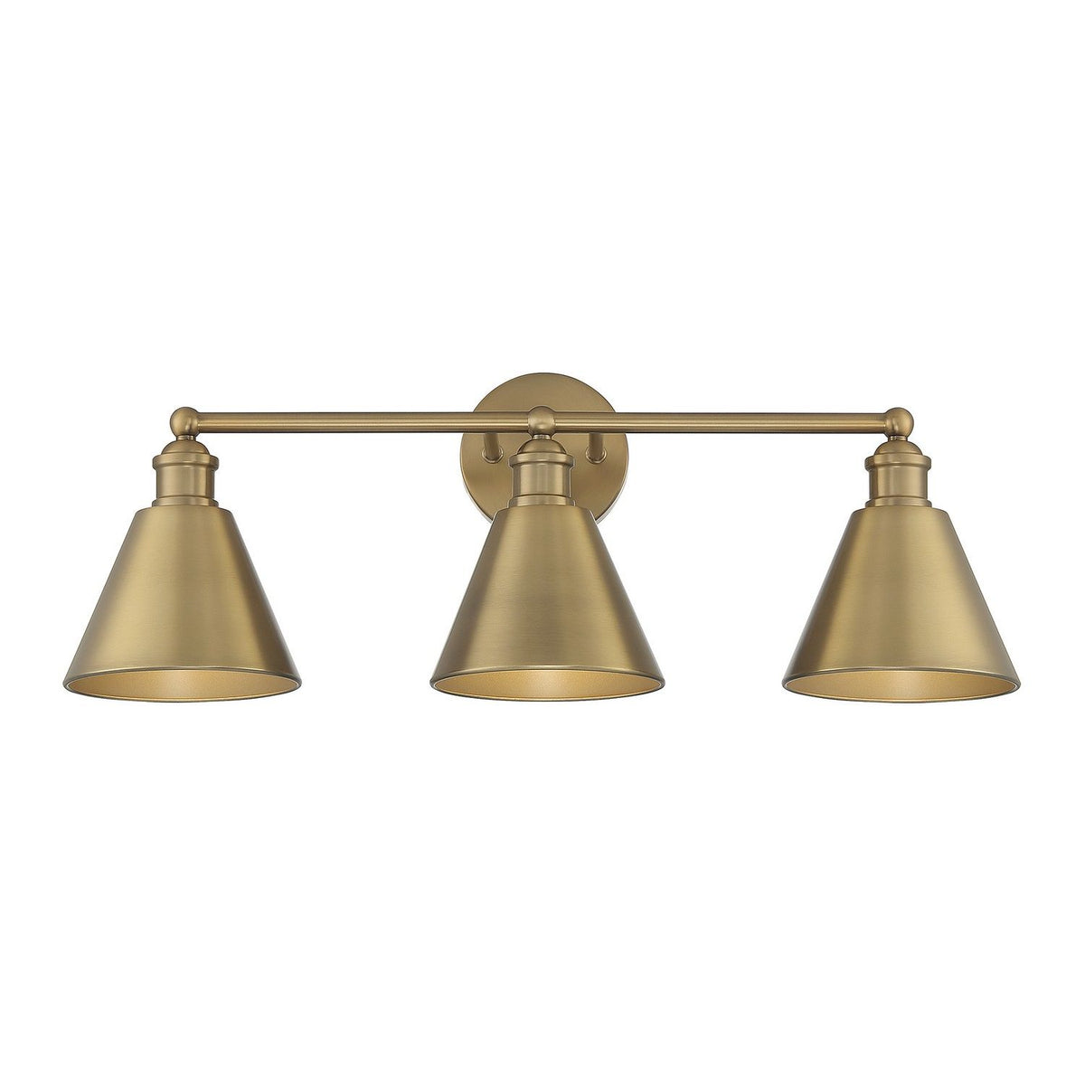 Meridian M80064NB Three Light Bathroom Vanity Light in Natural Brass