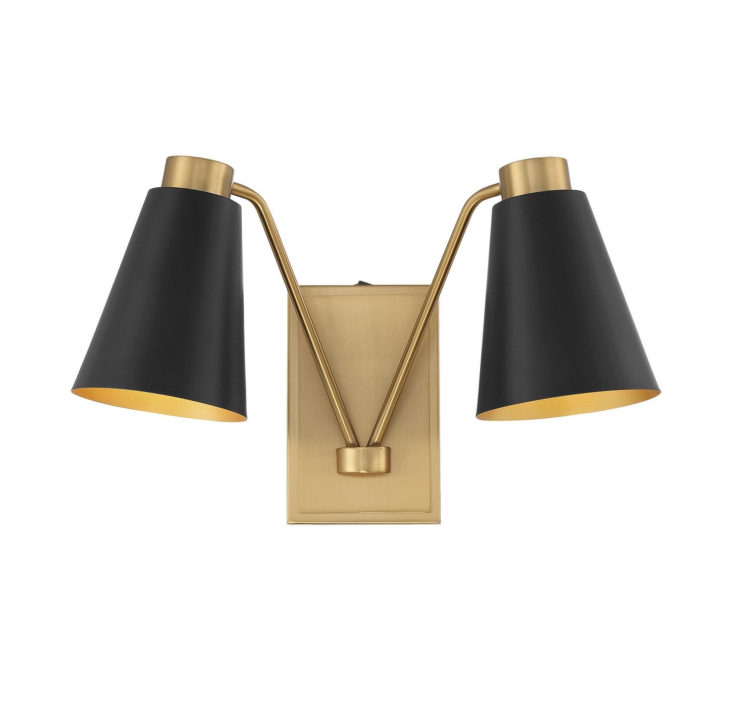 Meridian M90076MBKNB Deux lumières Murale en noir mat avec laiton naturel