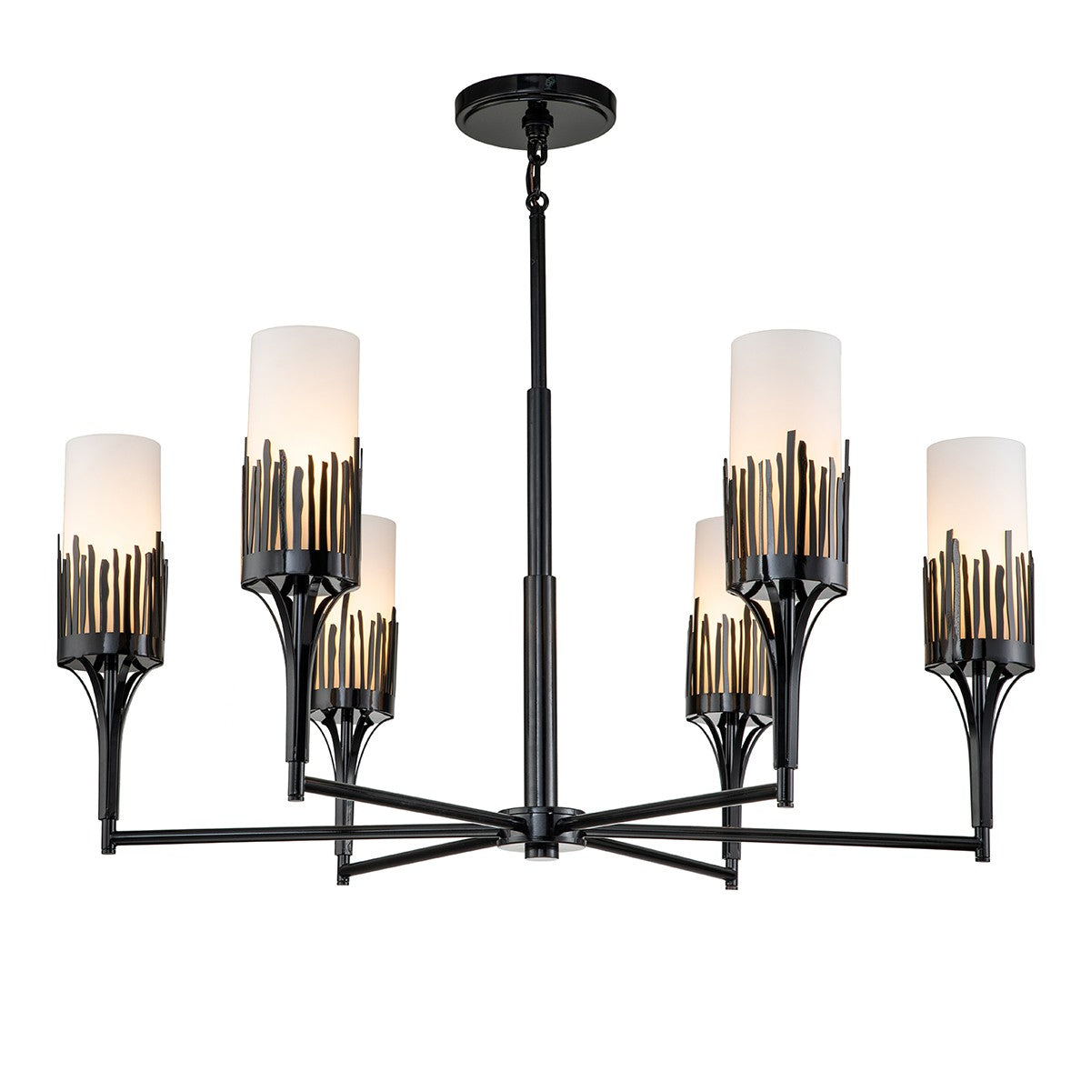 Lucas + McKearn - CH20319BLK-6 - Six lampes Suspendu - Sawgrass - Noir mat
