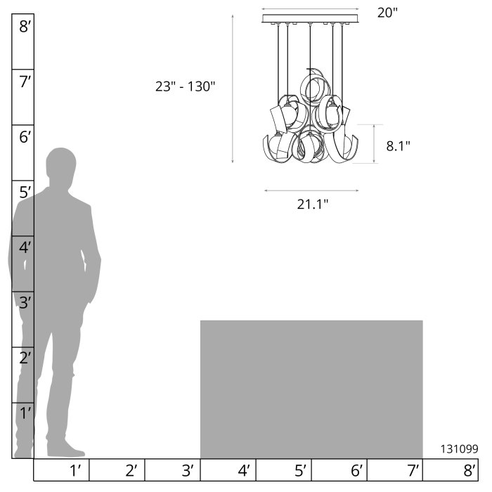 Hubbardton Forge 131099 Riza 9-Light Pendant