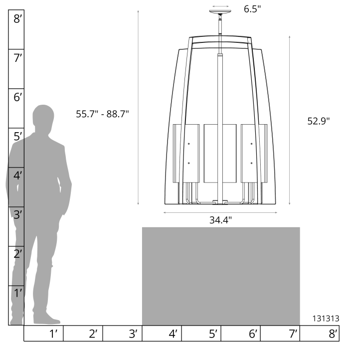 Hubbardton Forge 131313 Arc 8-Light Tall Pendant