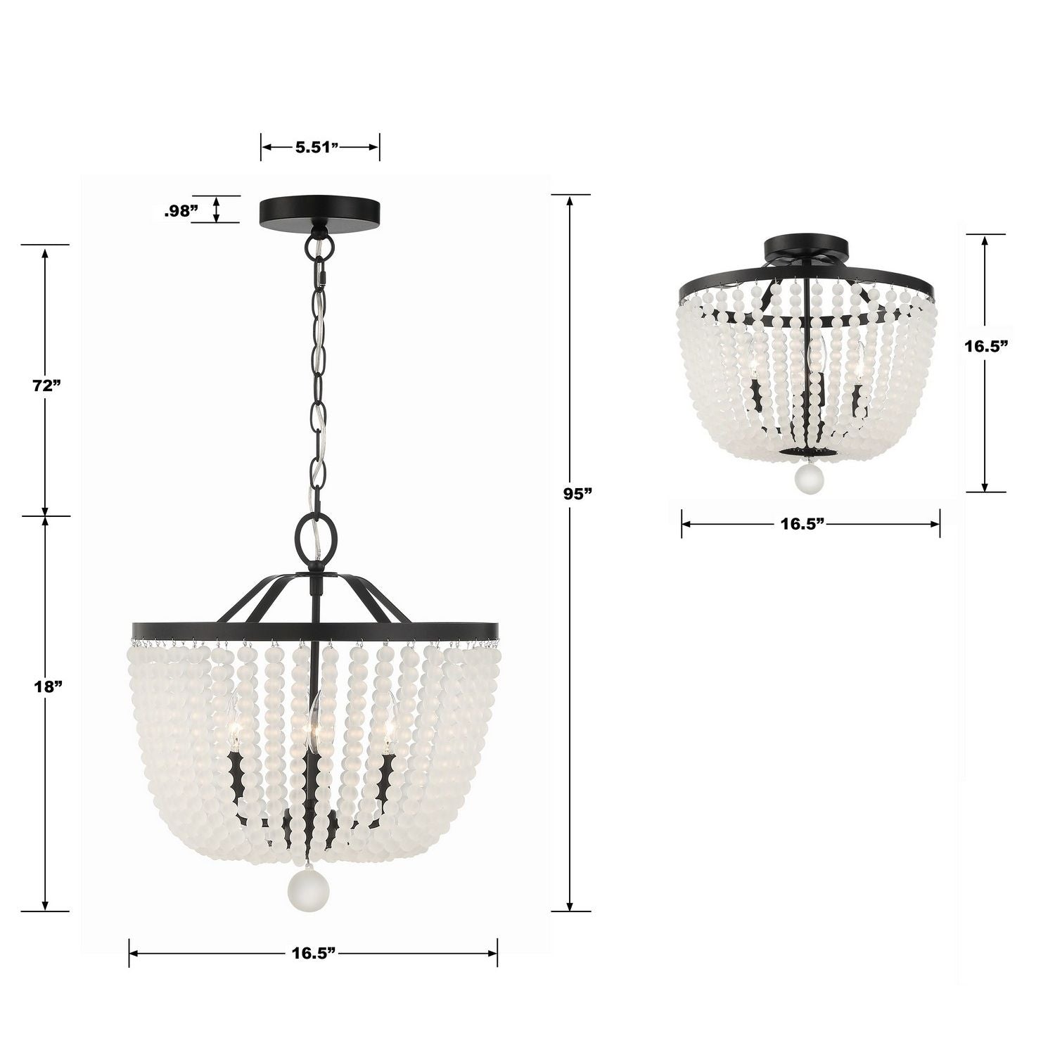 Crystorama - 604-MK-FR_CEILING - Four Light Semi Flush Mount - Rylee - Matte Black