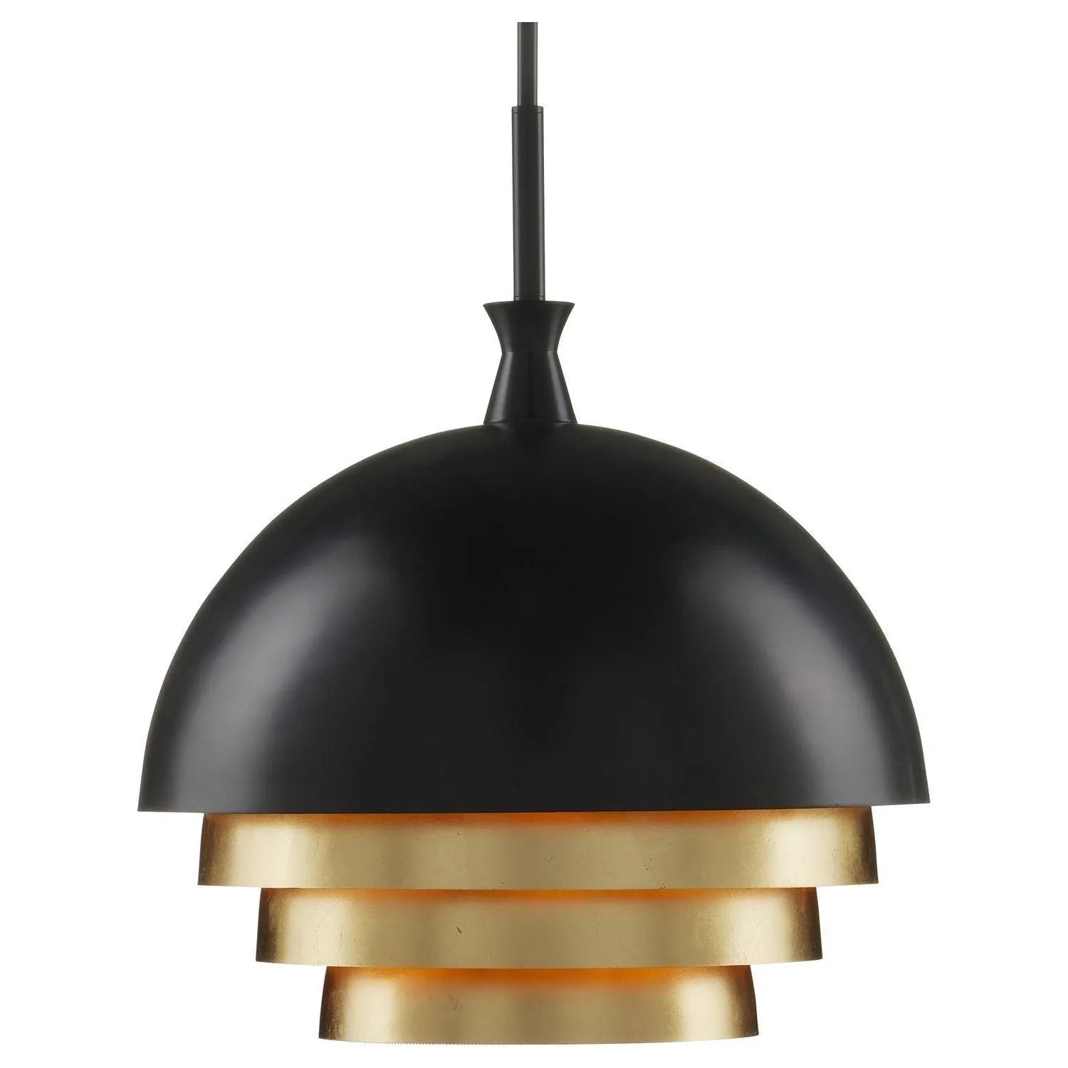 Currey and Company - 9000-1075 - Three Light Pendant - Salviati Collection - Black/Gold Leaf