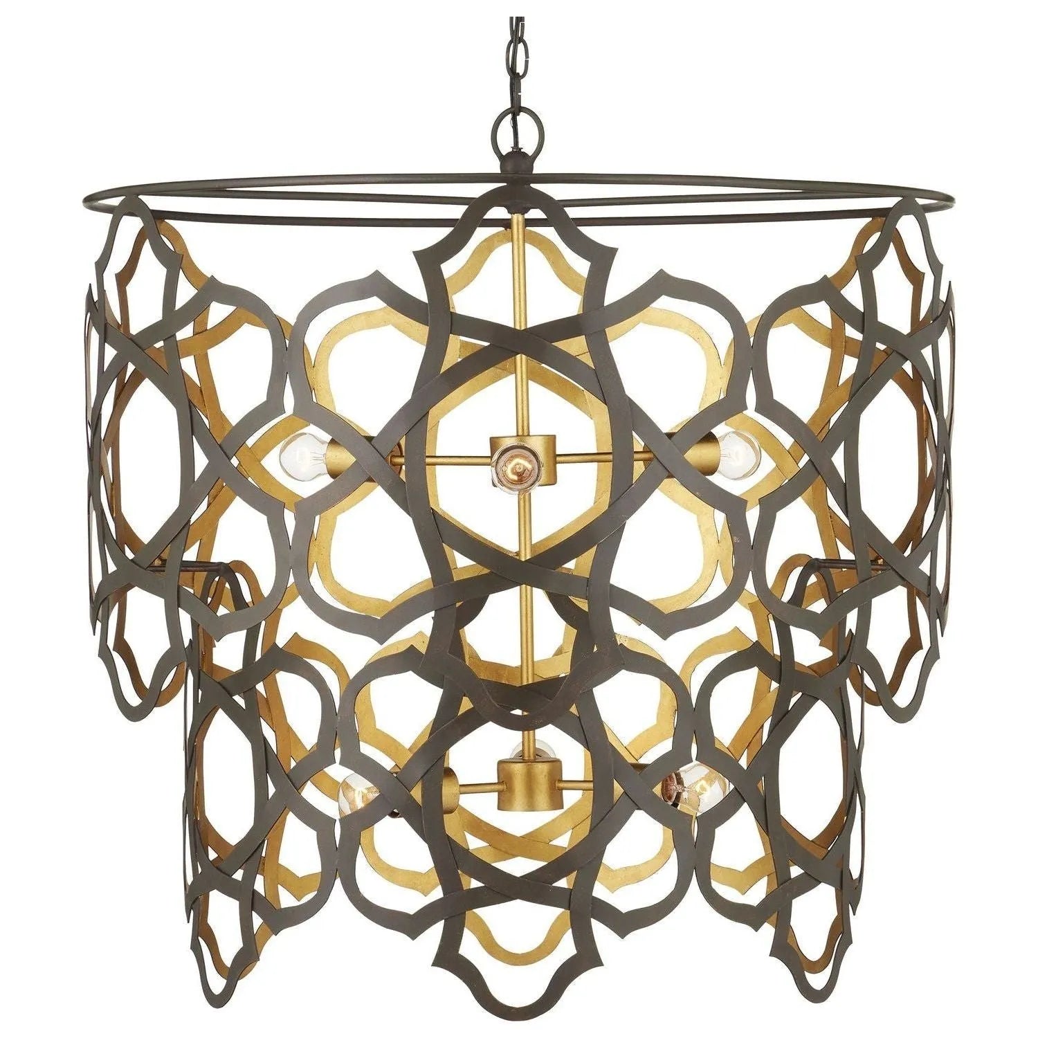 Currey and Company - 9000-1106 - Six Light Chandelier - Mauresque Collection - Bronze Gold/Contemporary Gold Leaf