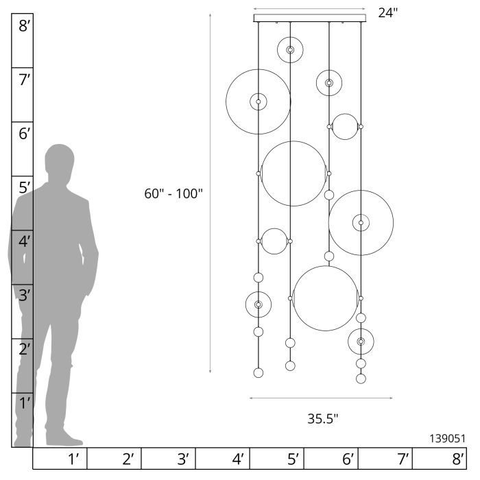 Hubbardton Forge 139051 Abacus 10-Light Square LED Pendant