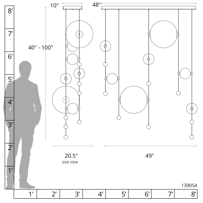 Hubbardton Forge 139054 Abacus 7-Light Double Linear LED Pendant