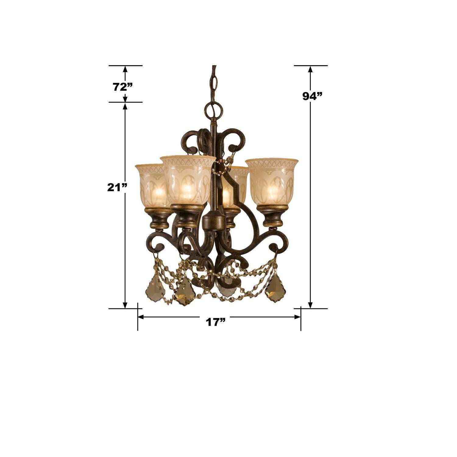 Crystorama - 7504-BU-GT-MWP - Four Light Mini Chandelier - Norwalk - Bronze Umber