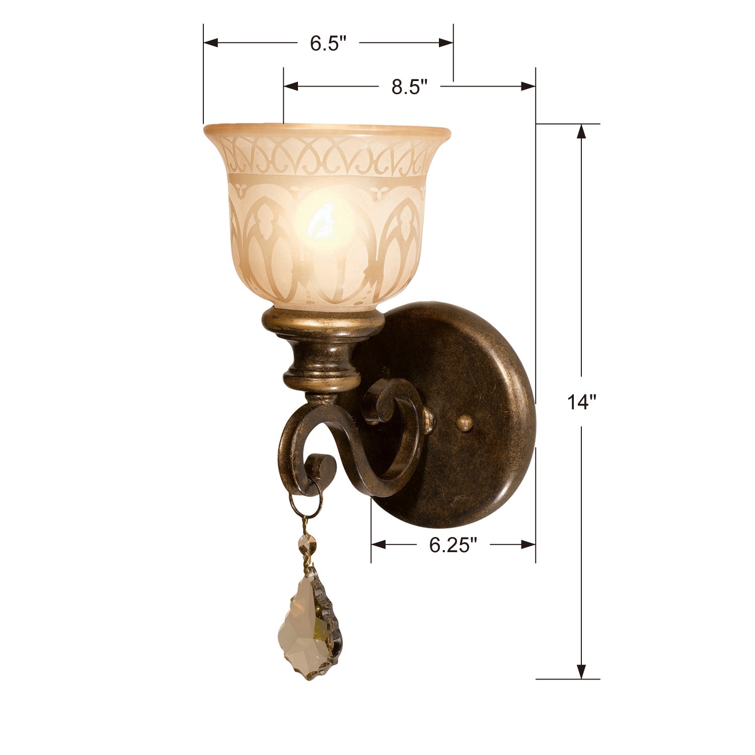Crystorama - 7501-BU-GT-MWP - Un phare Murale - Norwalk - Bronze Umber