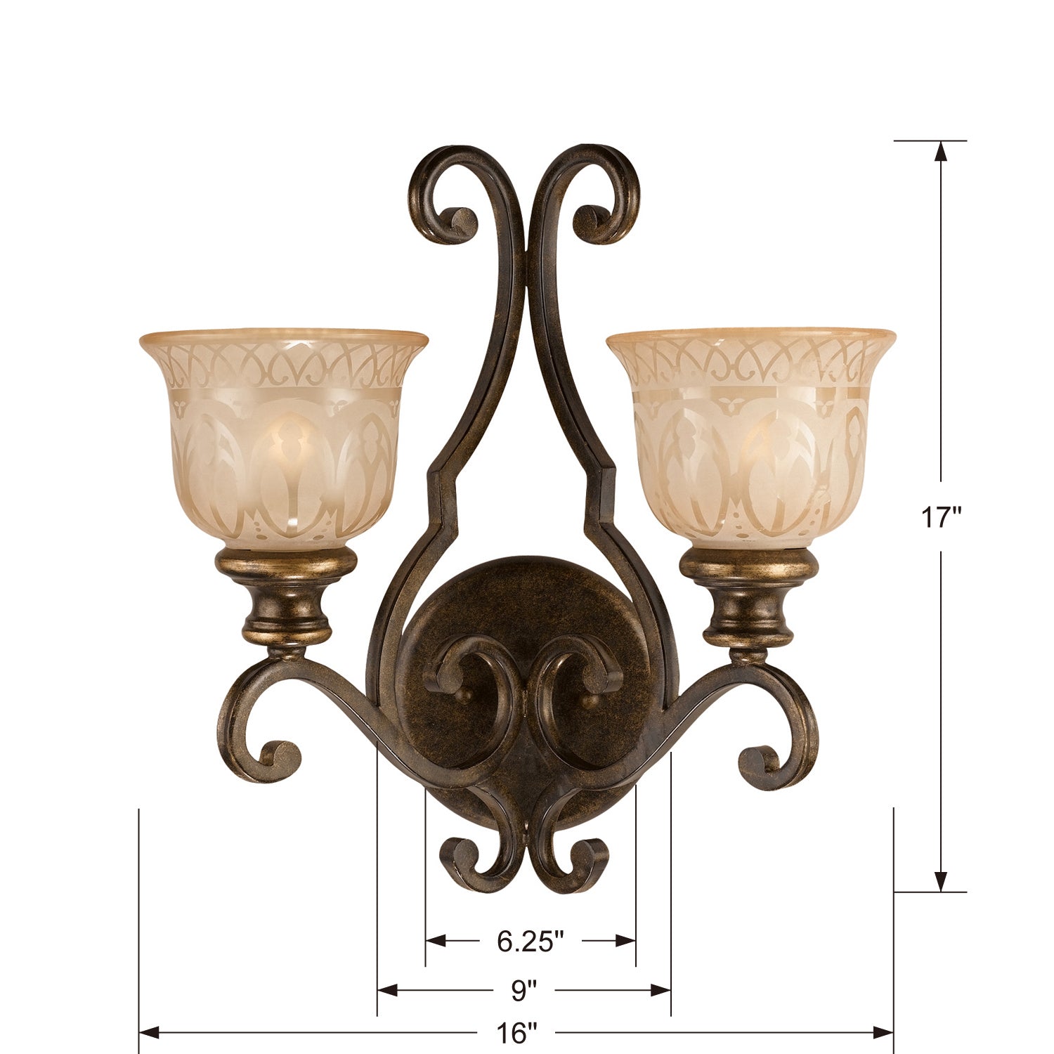 Crystorama - 7402-BU - Deux lumières Murale - Norwalk - Bronze Umber