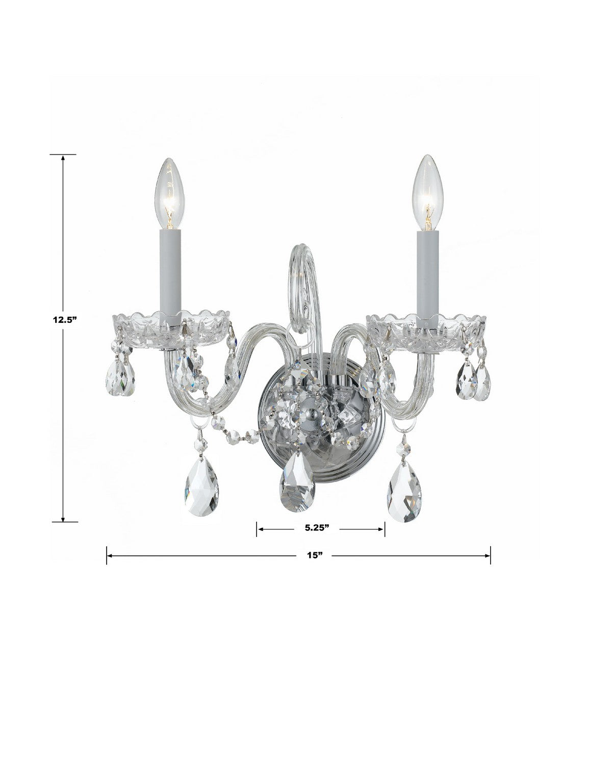Crystorama - 1032-CH-CL-MWP - Deux lumières Murale - Cristal traditionnel - Chrome poli