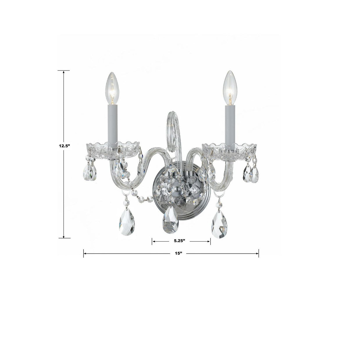 Crystorama - 1032-CH-CL-MWP - Deux lumières Murale - Cristal traditionnel - Chrome poli