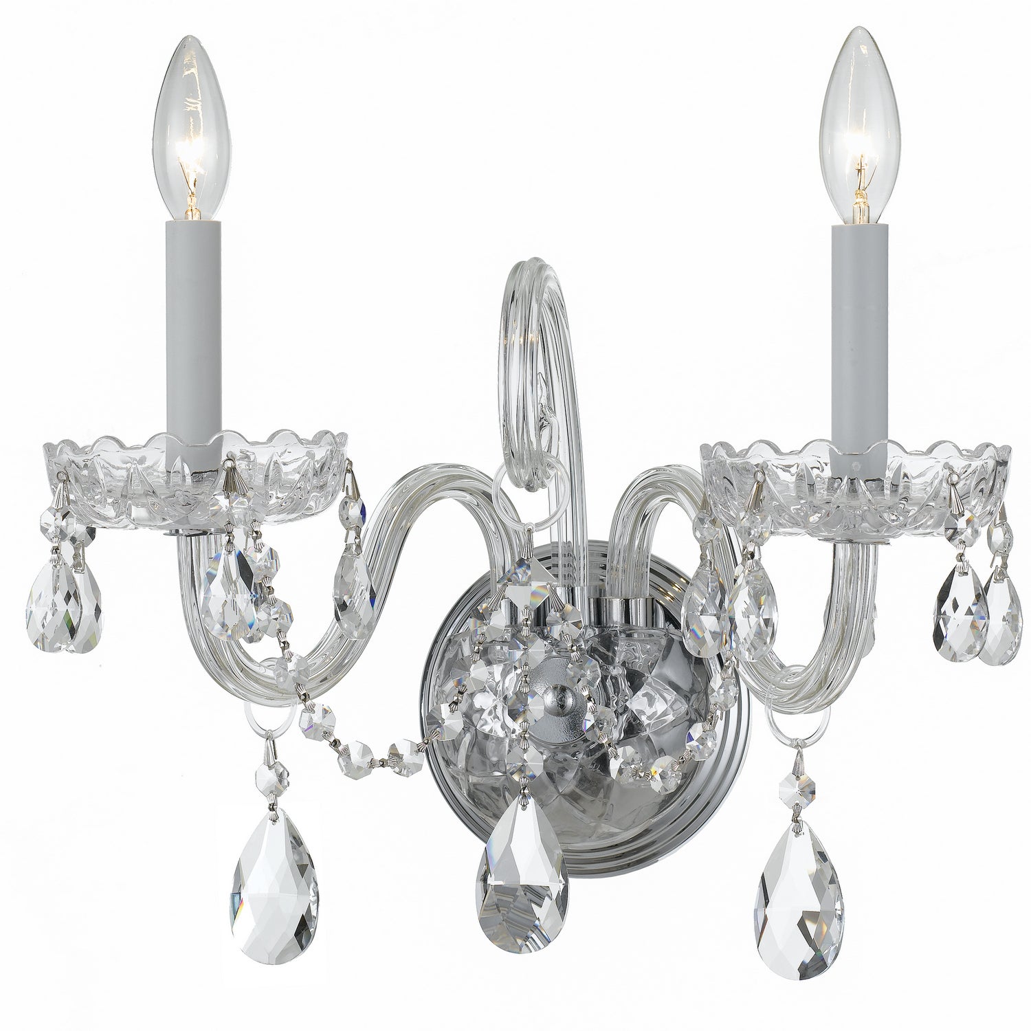Crystorama - 1032-CH-CL-MWP - Deux lumières Murale - Cristal traditionnel - Chrome poli