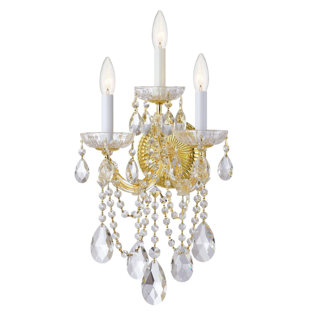 Crystorama - 4423-GD-CL-MWP - Three Light Wall Sconce - Maria Theresa - Gold