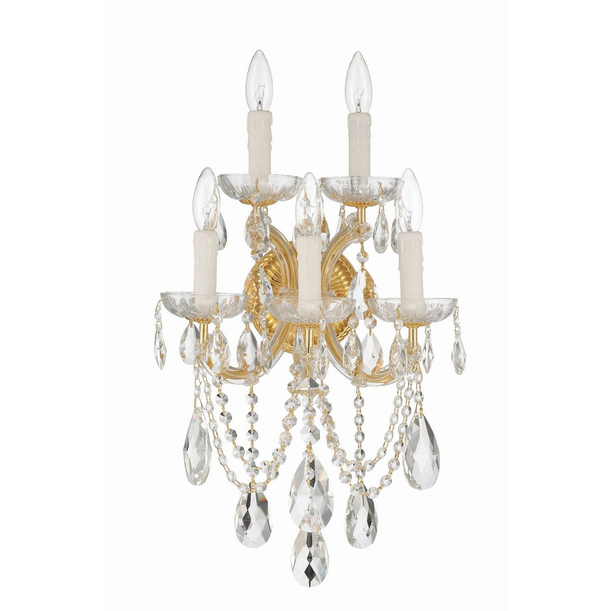 Crystorama - 4425-GD-CL-MWP - Five Light Wall Sconce - Maria Theresa - Gold