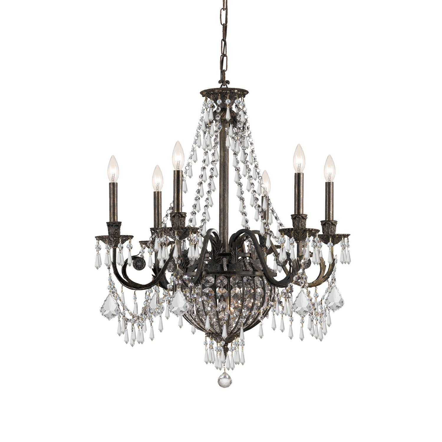 Crystorama - 5166-EB-CL-MWP - Six Light Chandelier - Vanderbilt - English Bronze