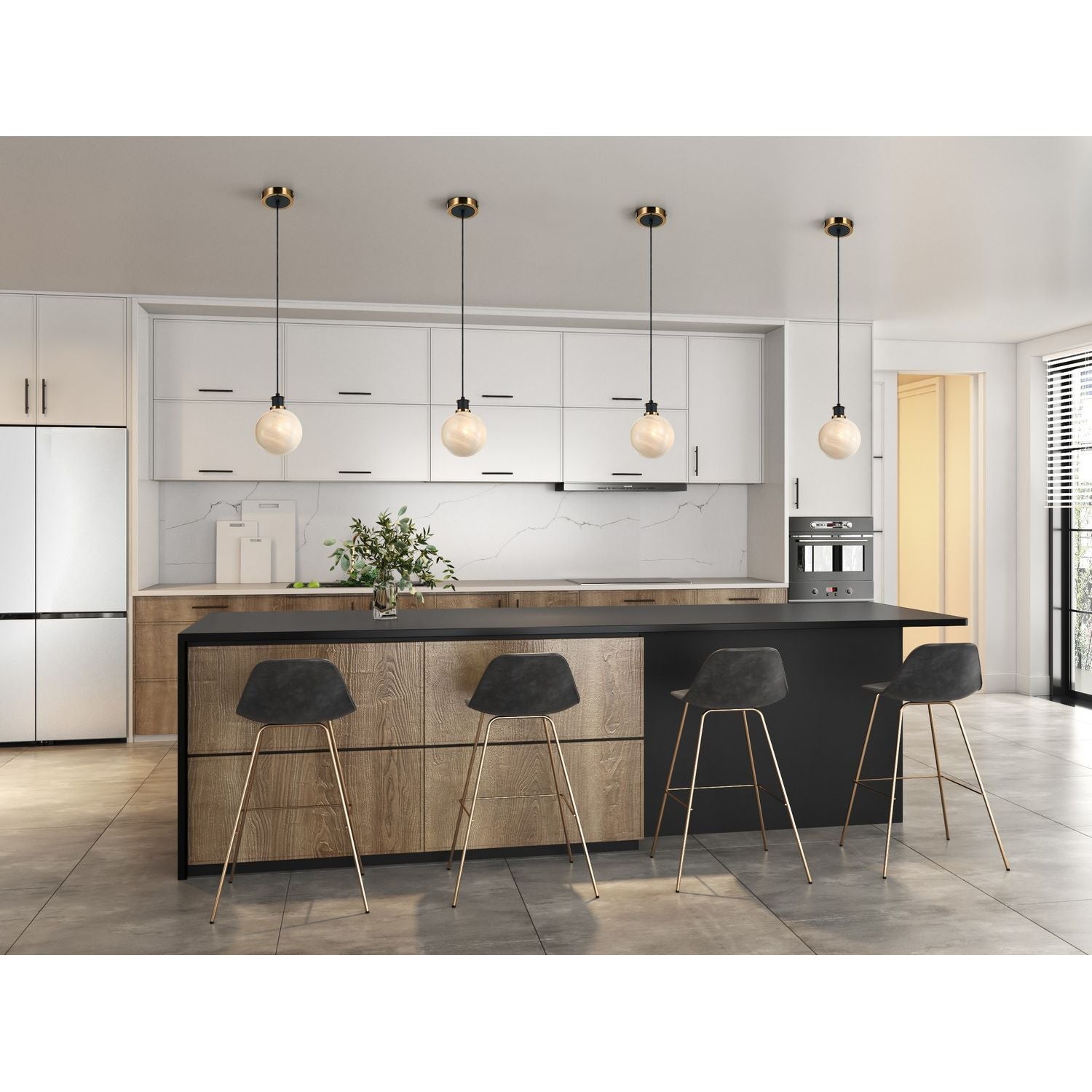 Artcraft Canada - AC11870SW - One Light Pendant - Gem - Black and Brushed Brass