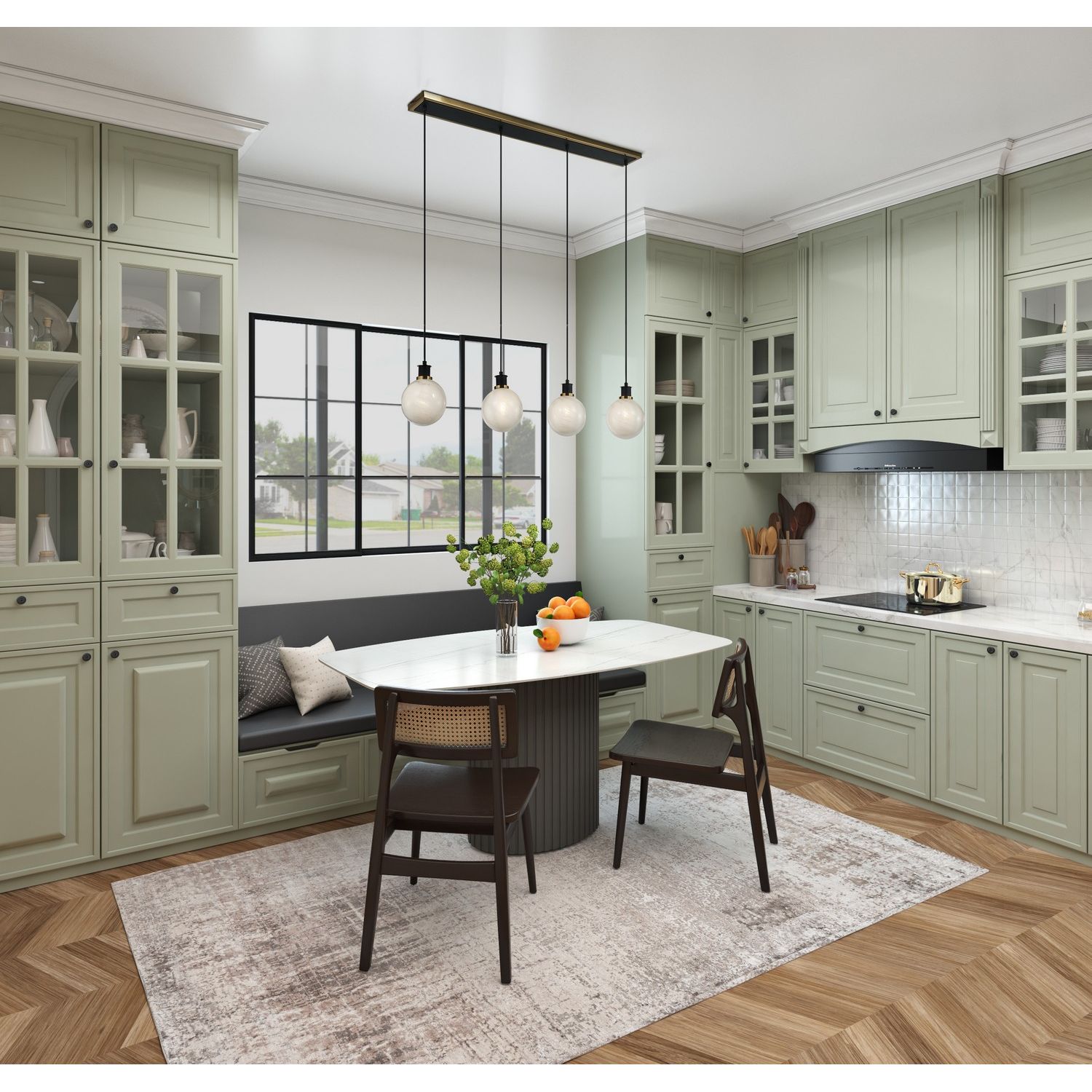 Artcraft Canada - AC11874SW - Table de billard/îlot à quatre lumières - Gem - Noir et laiton brossé