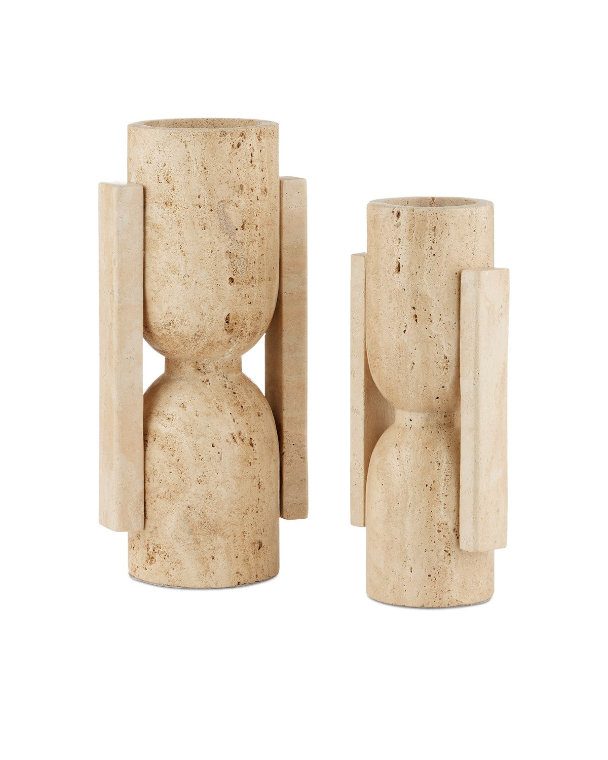 Currey and Company 1200-0815 Stone Vase Face to Face Set of 2 in Natural