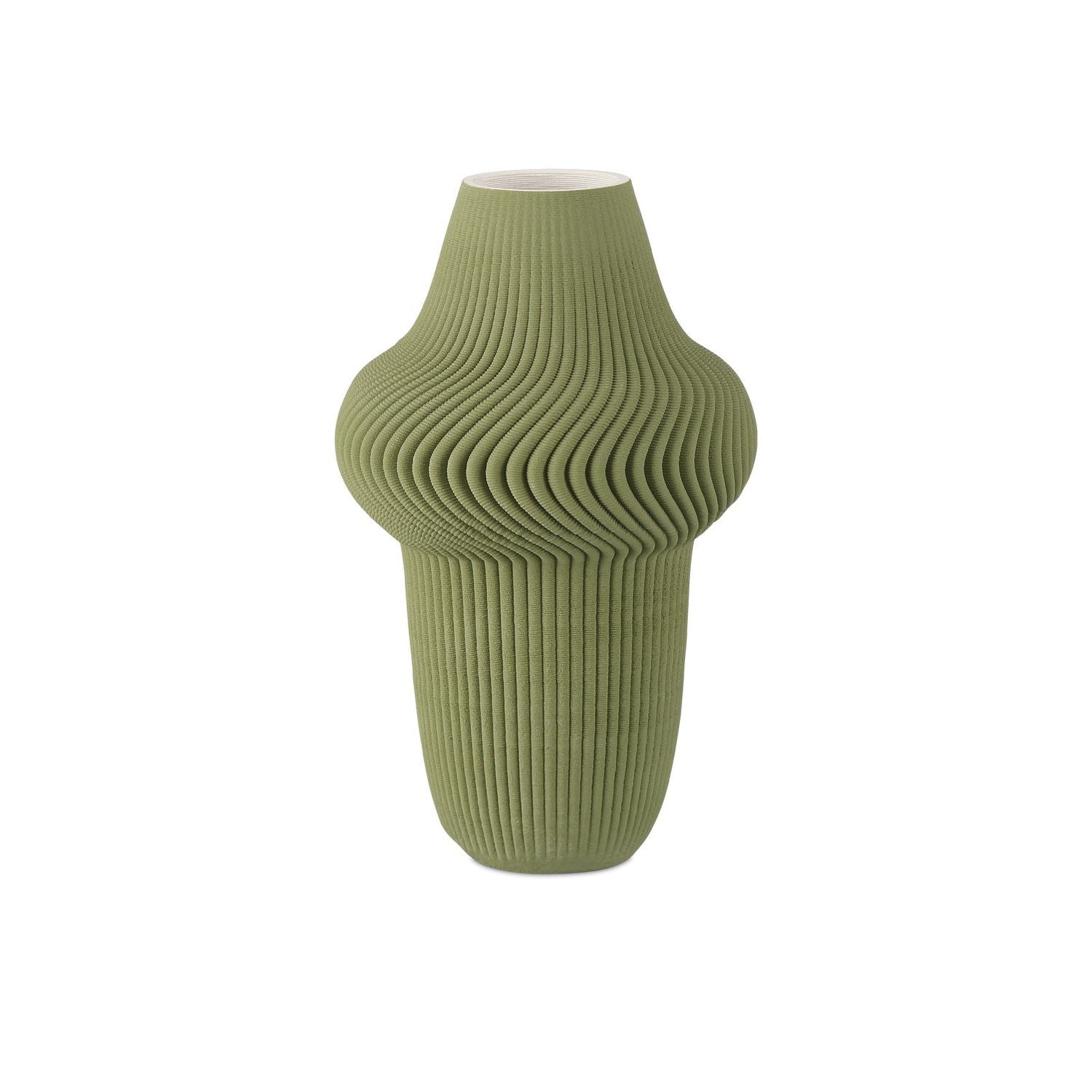 Currey and Company - 1200-0895 - Vase - Collection Plissée Verte - Vert