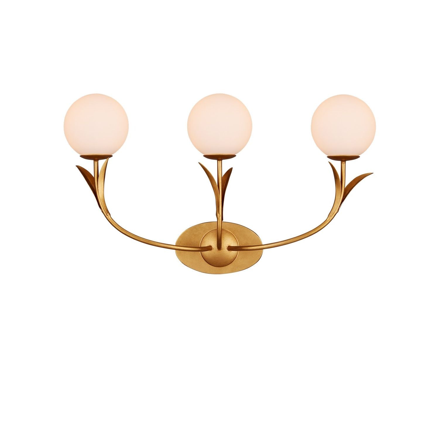 Currey and Company - 5000-0261 - Three Light Wall Sconce - Rossville Collection - Contemporary Gold Leaf/Sugar White/Frosted White