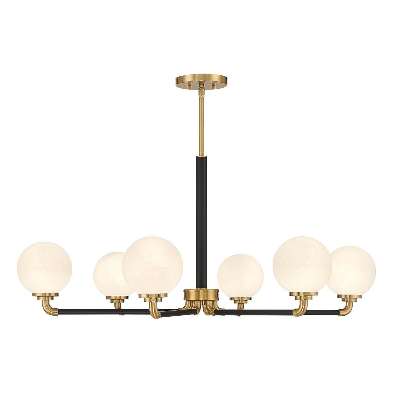 Lighting One E - V6-L1-9606-6-143 - Six Light Chandelier - Dresden - Matte Black w/ Warm Brass